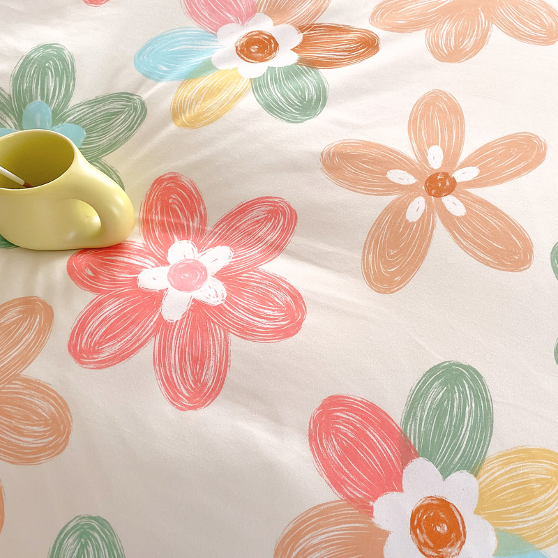 3 Piece Colorful Flowers Duvet Cover Set Pink Floral Bedding Set Bedroom Boys Girls Bedroom Bed Decor