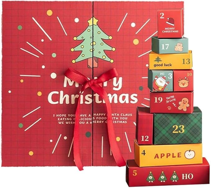 2025 Christmas Countdown Calendar 24 Day Surprise Gift Box Christmas Treasure Box Empty Box, Christmas Countdown Calendar can be filled with Christmas Calendar Storage Box, used for adult and children's gift festival decoration