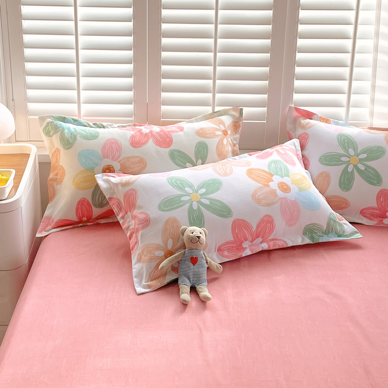 3 Piece Colorful Flowers Duvet Cover Set Pink Floral Bedding Set Bedroom Boys Girls Bedroom Bed Decor