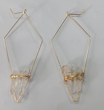 1 pair of women's fashionable, simple, personalized and versatile geometric natural stone earrings