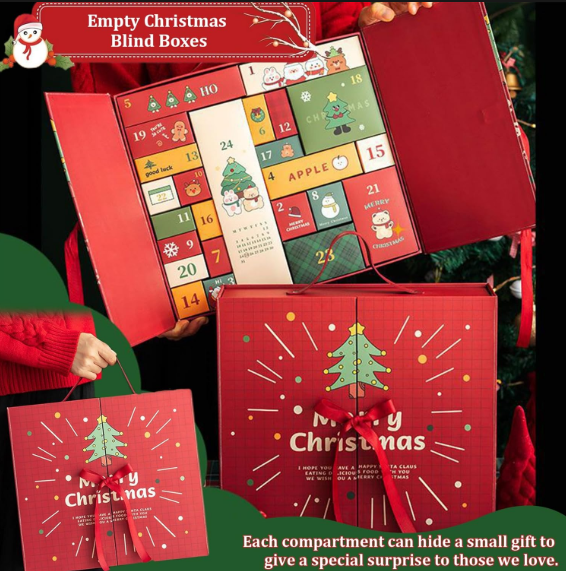 2025 Christmas Countdown Calendar 24 Day Surprise Gift Box Christmas Treasure Box Empty Box, Christmas Countdown Calendar can be filled with Christmas Calendar Storage Box, used for adult and children's gift festival decoration