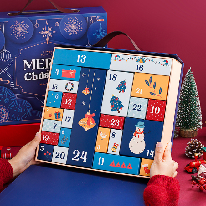 2025 Christmas Countdown Calendar 24 Day Surprise Gift Box Christmas Treasure Box Empty Box, Christmas Countdown Calendar can be filled with Christmas Calendar Storage Box, used for adult and children's gift festival decoration