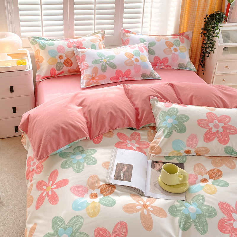 3 Piece Colorful Flowers Duvet Cover Set Pink Floral Bedding Set Bedroom Boys Girls Bedroom Bed Decor