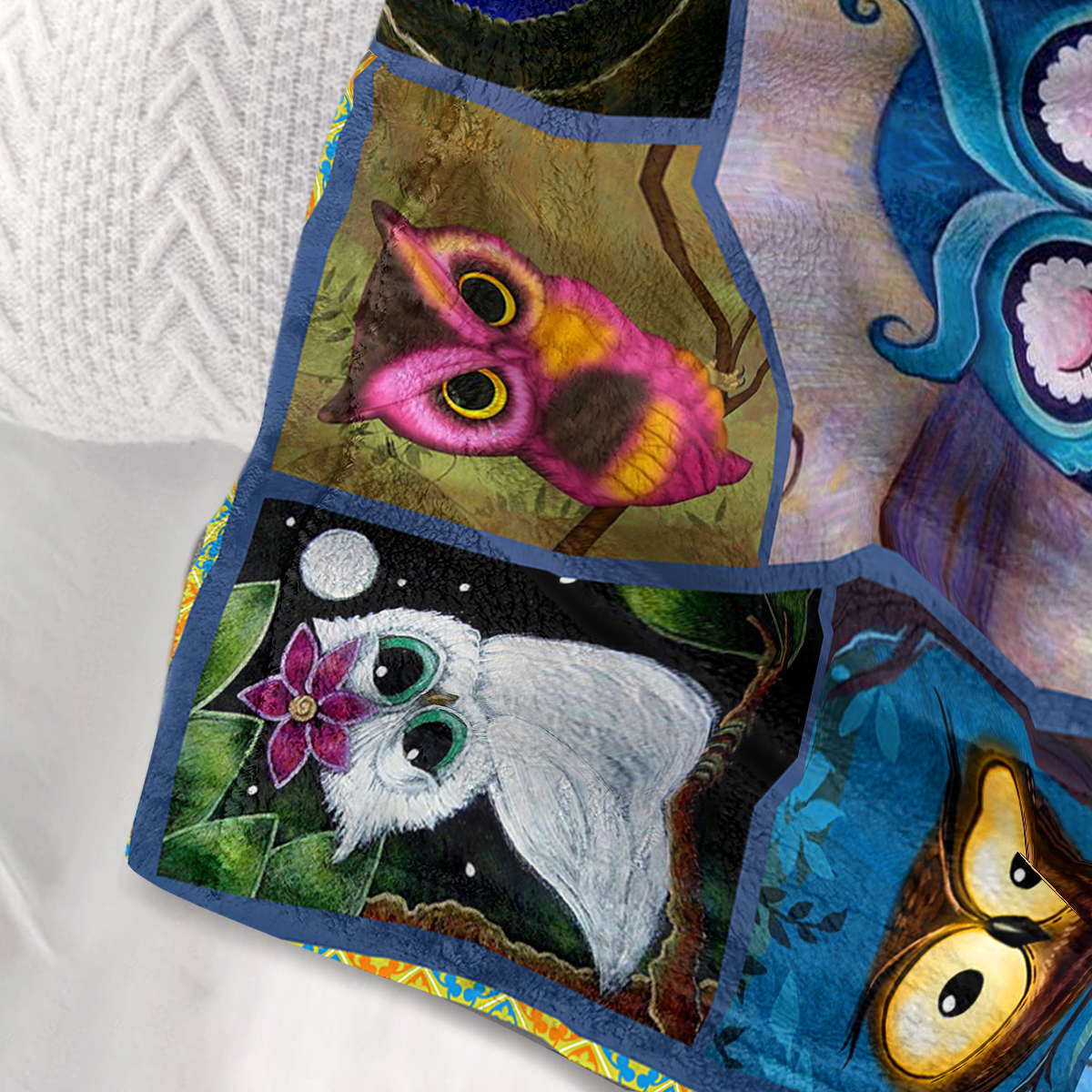 Moon Owl Flannel Throw Blanket Cozy Fuzzy Warm Flannel Blanket Cute Night Owl Blanket Soft Plush Throw Blanket for Owl Lovers 30*40 Inches 50*60 Inches