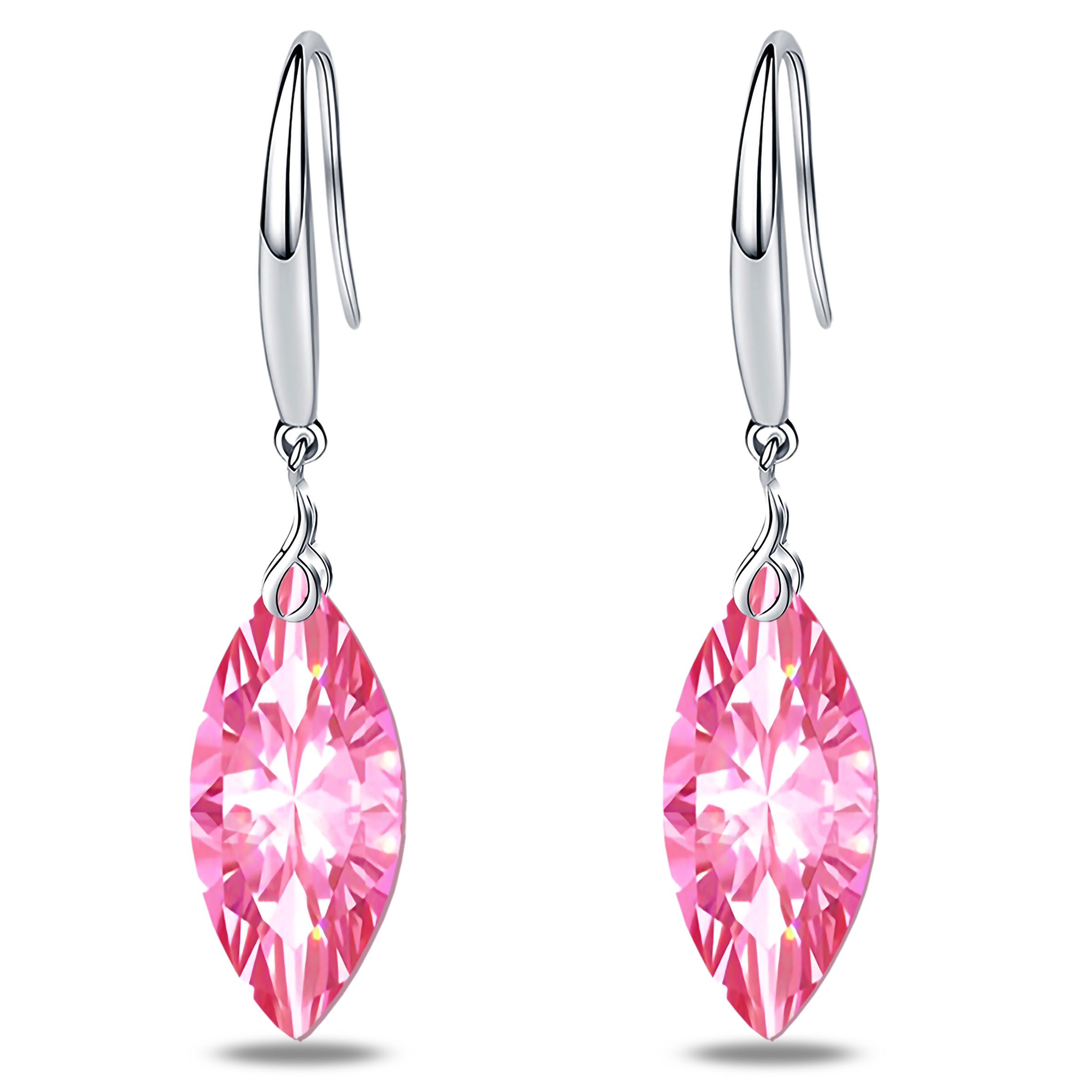 "Emma Manor 925 Sterling Silver Marquise Shape Cubic Zirconia Dangle Earrings for Women "
