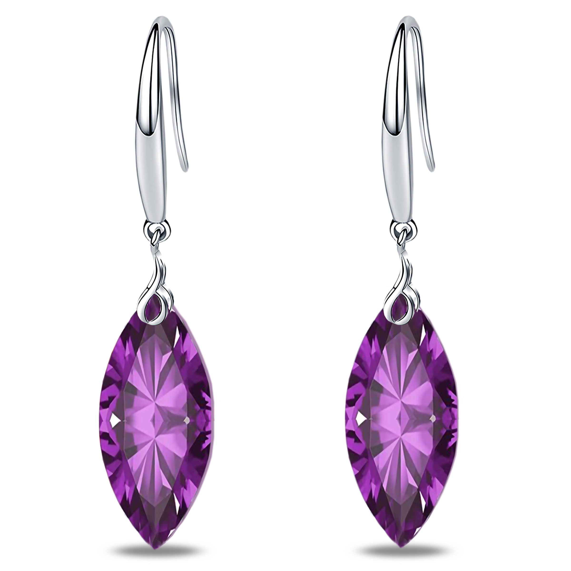 "Emma Manor 925 Sterling Silver Marquise Shape Cubic Zirconia Dangle Earrings for Women "
