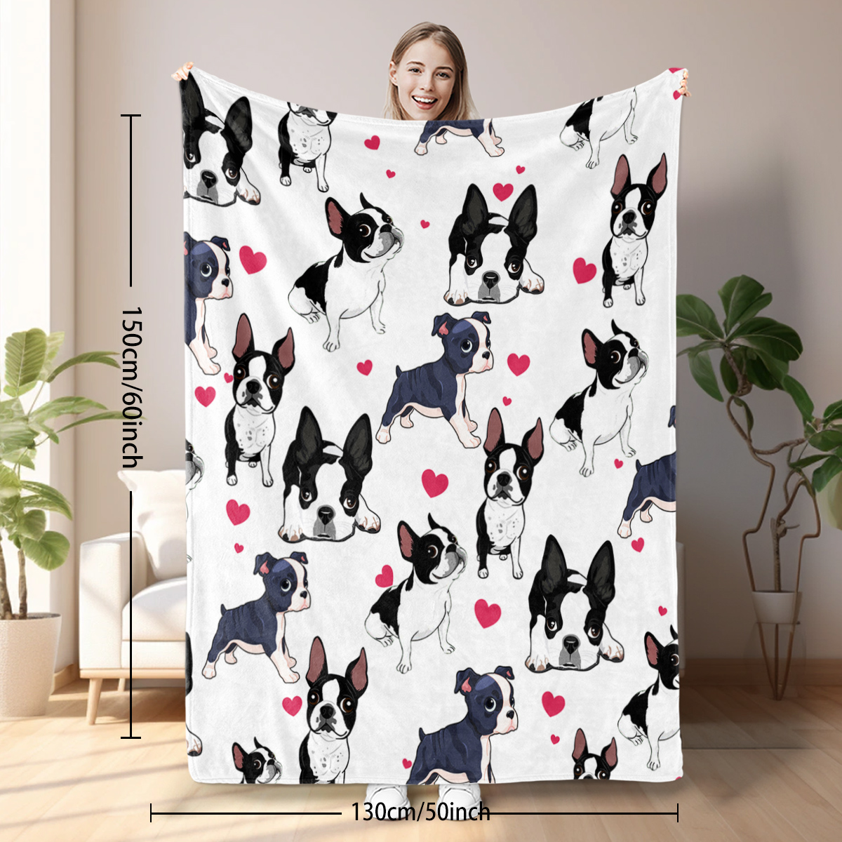 Adorable Dog Flannel Throw Blanket - Soft, Cozy, Lightweight, Warm Blanket for Couch, Bed, Sofa, Living Room Decor for Boys Girls Adults Bedroom