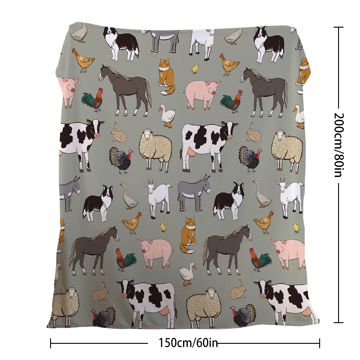 Various Animals Blanket Soft Skin-friendly Blanket Cattle Sheep Chicken Pig Horse Durable Comfortable Blanket Women Adult Birthday Gift Home Decoration Sofa Couch Office Bed Camping Travel, Multi-purpose Gift Blanket For All Season
