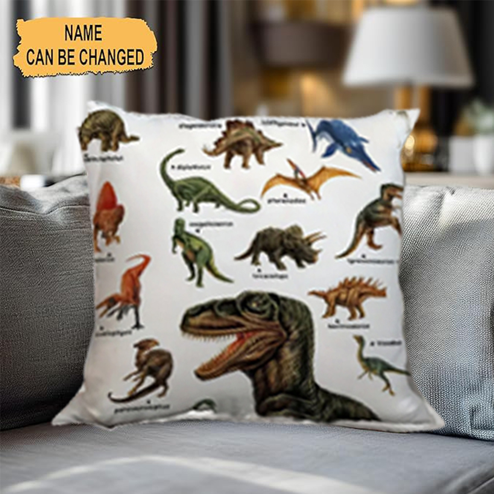 Wild Dinosaurs Throw Pillow Covers - Fauna Dinosaur Pillow Case Tyrannosaurus Brachiosaurus Dino Pillowcase Square 18"x18" for Boys Room Home Decor