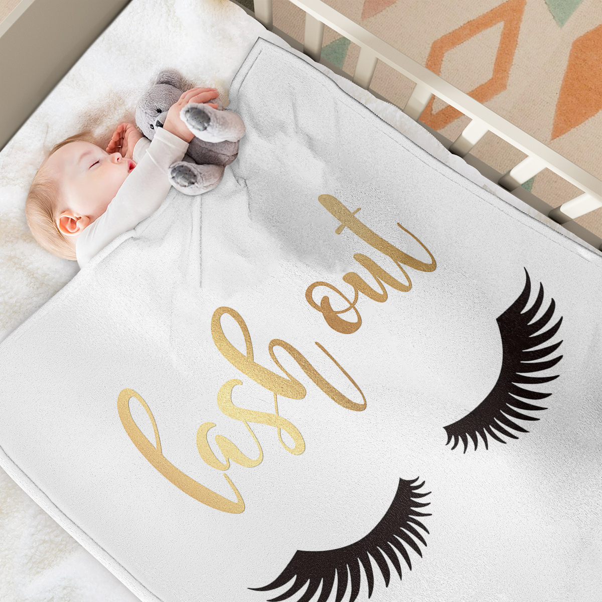 Long Eyelashes Printed Throw Blanket Plush Fluffy Flannel Fleece Blanket Soft Throws for Sofa Couch and Bed