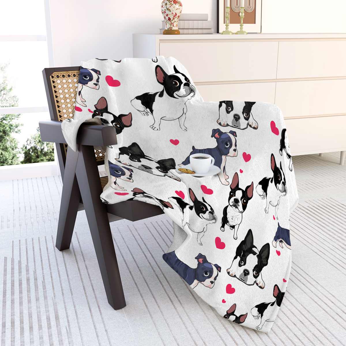 Adorable Dog Flannel Throw Blanket - Soft, Cozy, Lightweight, Warm Blanket for Couch, Bed, Sofa, Living Room Decor for Boys Girls Adults Bedroom