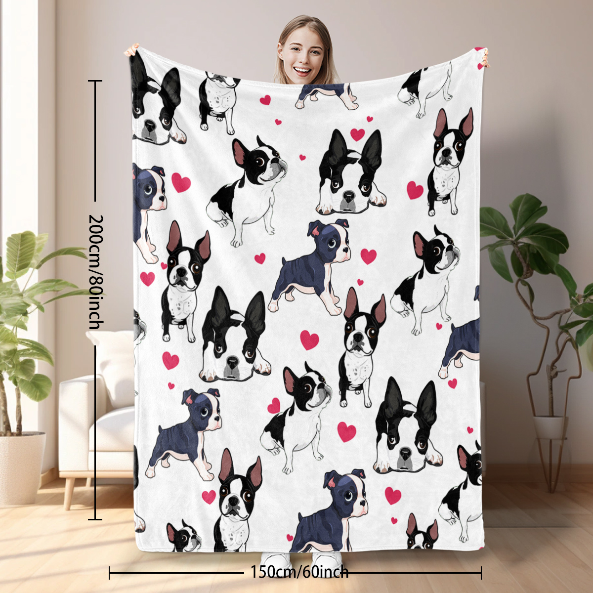 Adorable Dog Flannel Throw Blanket - Soft, Cozy, Lightweight, Warm Blanket for Couch, Bed, Sofa, Living Room Decor for Boys Girls Adults Bedroom