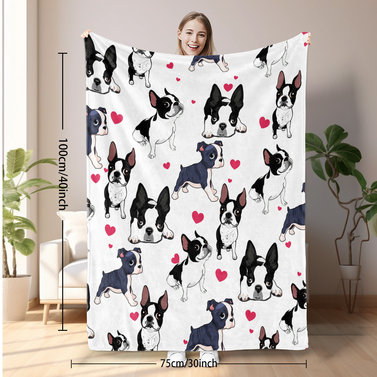 Adorable Dog Flannel Throw Blanket - Soft, Cozy, Lightweight, Warm Blanket for Couch, Bed, Sofa, Living Room Decor for Boys Girls Adults Bedroom