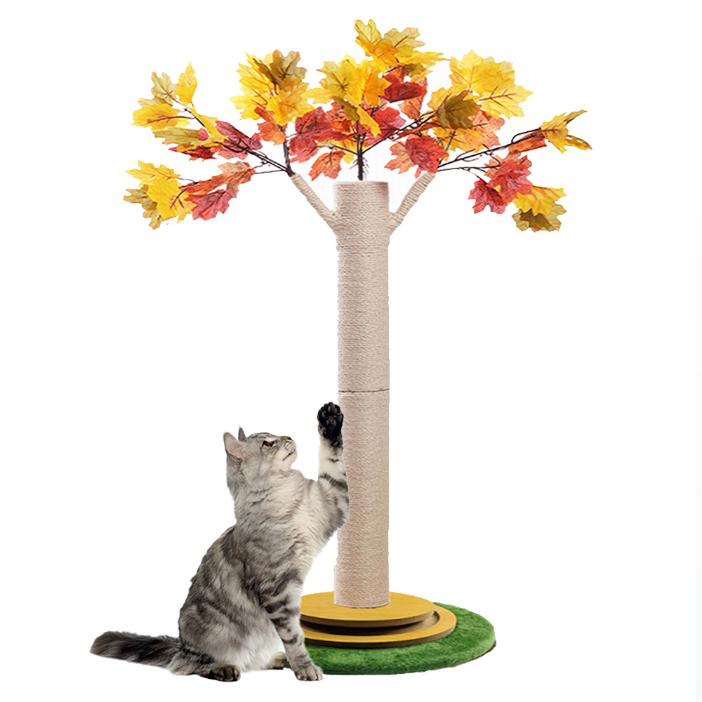 Large indoor cat climbing frame tree, vertical sisal cat scratching post natural maple leaf style, no occupation, wear-resistant, scratch resistant, and non shedding, used for climbing,