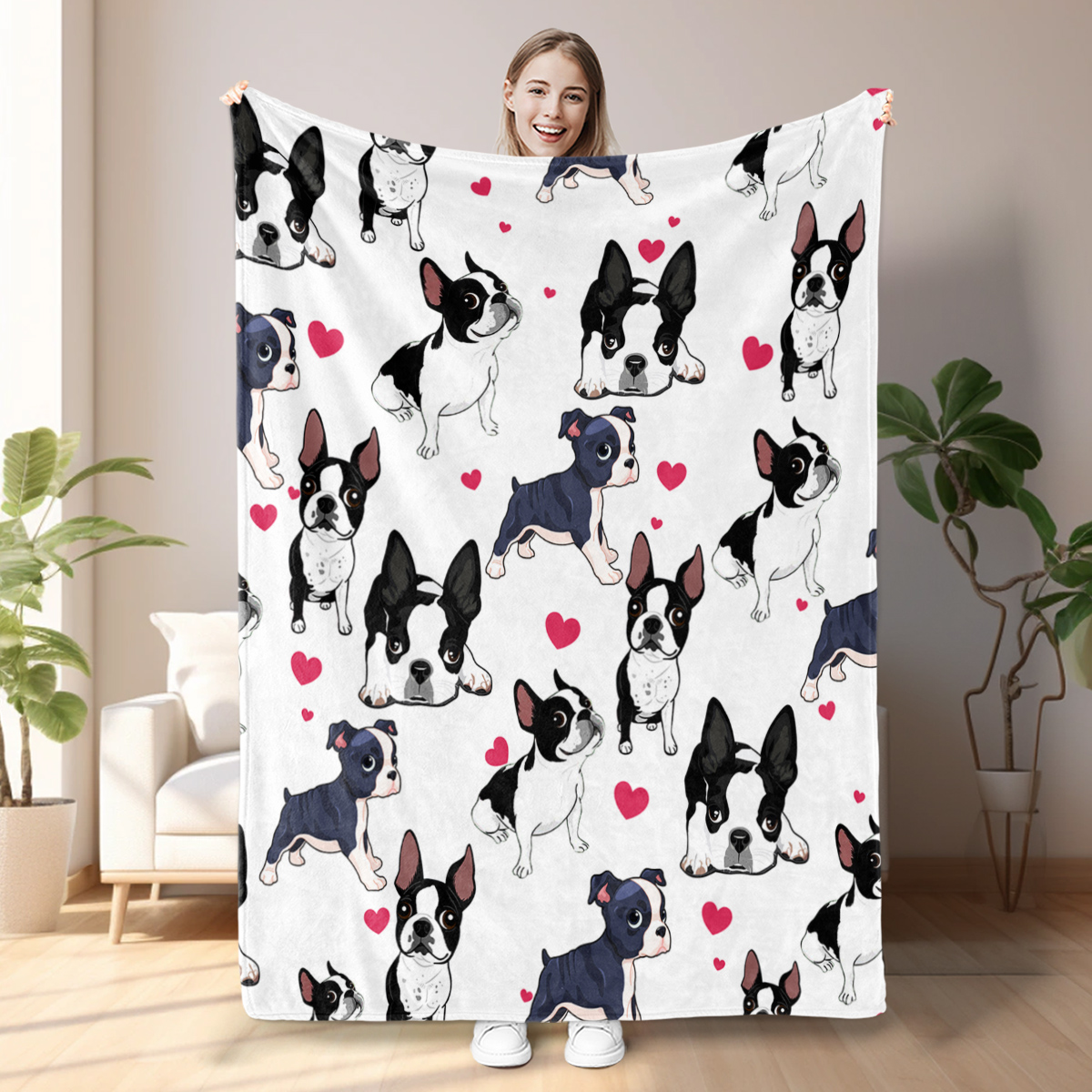 Adorable Dog Flannel Throw Blanket - Soft, Cozy, Lightweight, Warm Blanket for Couch, Bed, Sofa, Living Room Decor for Boys Girls Adults Bedroom