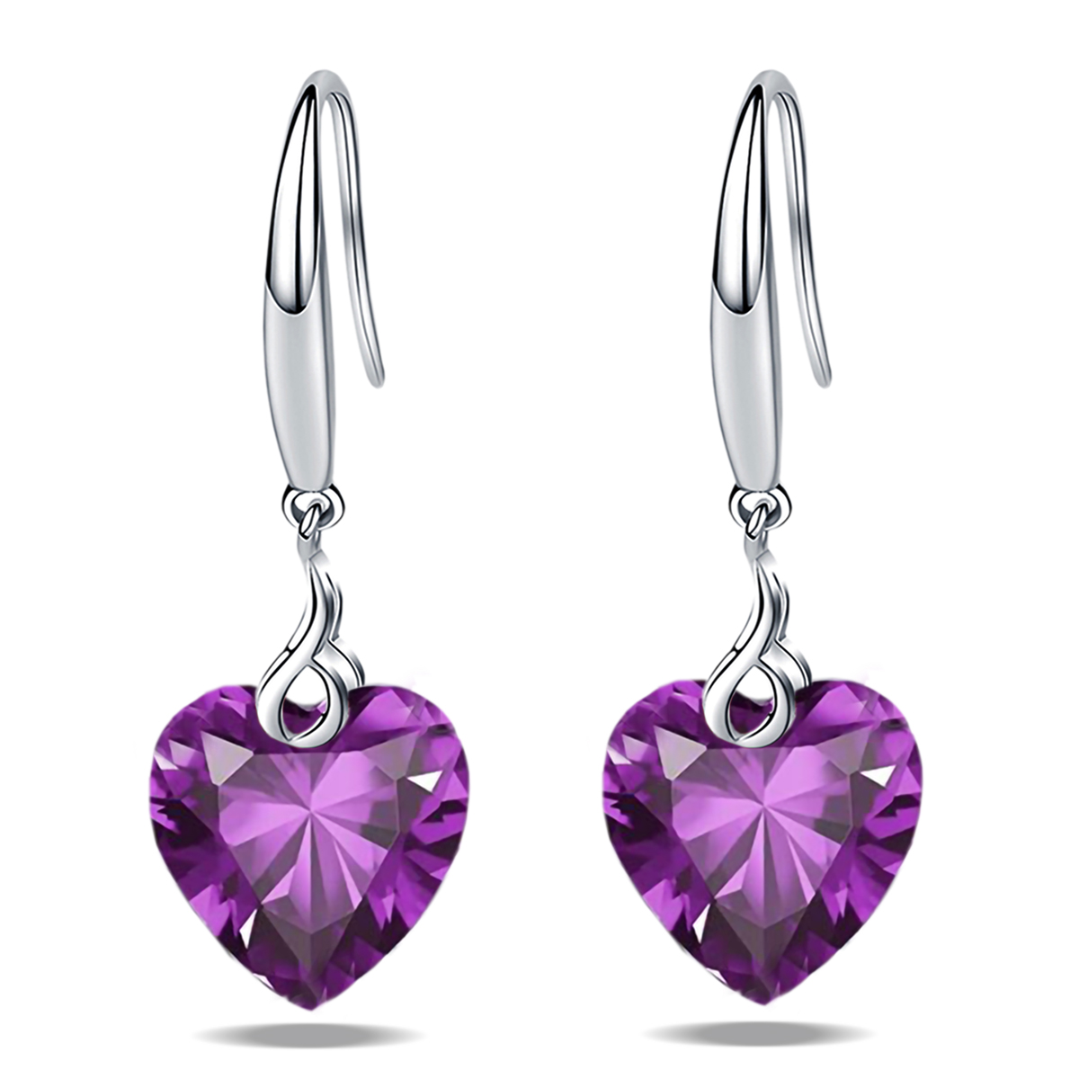 Emma Manor 925 Sterling Silver 5A 10mm Heart Cubic Zirconia Dangle Earring for Women