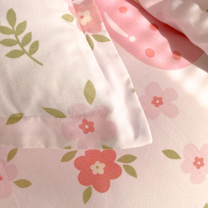3 Pieces Pink Strawberry Duvet Cover Set for Boys Girls Soft Floral Bedding Set - 1 Duvet Cover and 2 Pilowcases