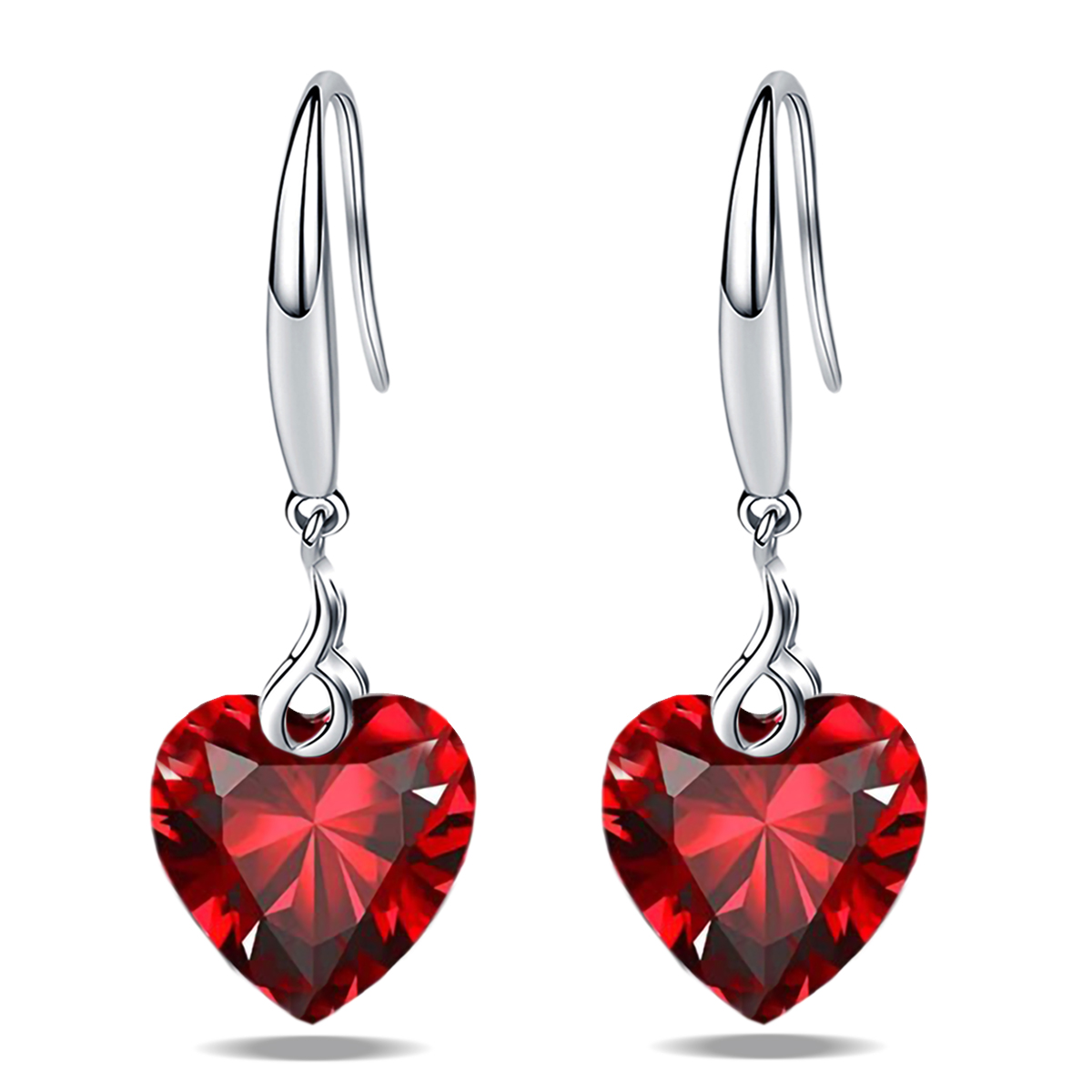 Emma Manor 925 Sterling Silver 5A 10mm Heart Cubic Zirconia Dangle Earring for Women