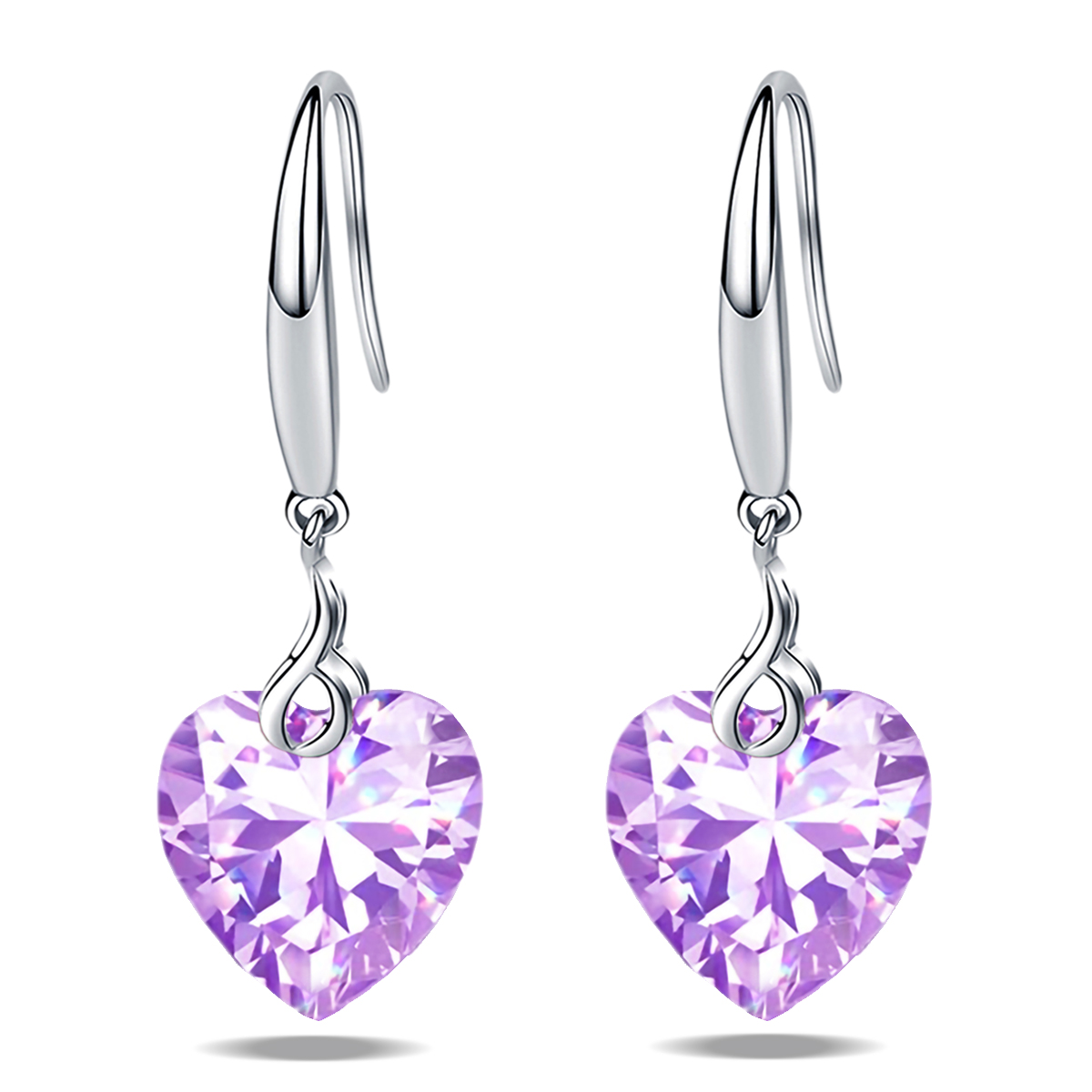 Emma Manor 925 Sterling Silver 5A 10mm Heart Cubic Zirconia Dangle Earring for Women