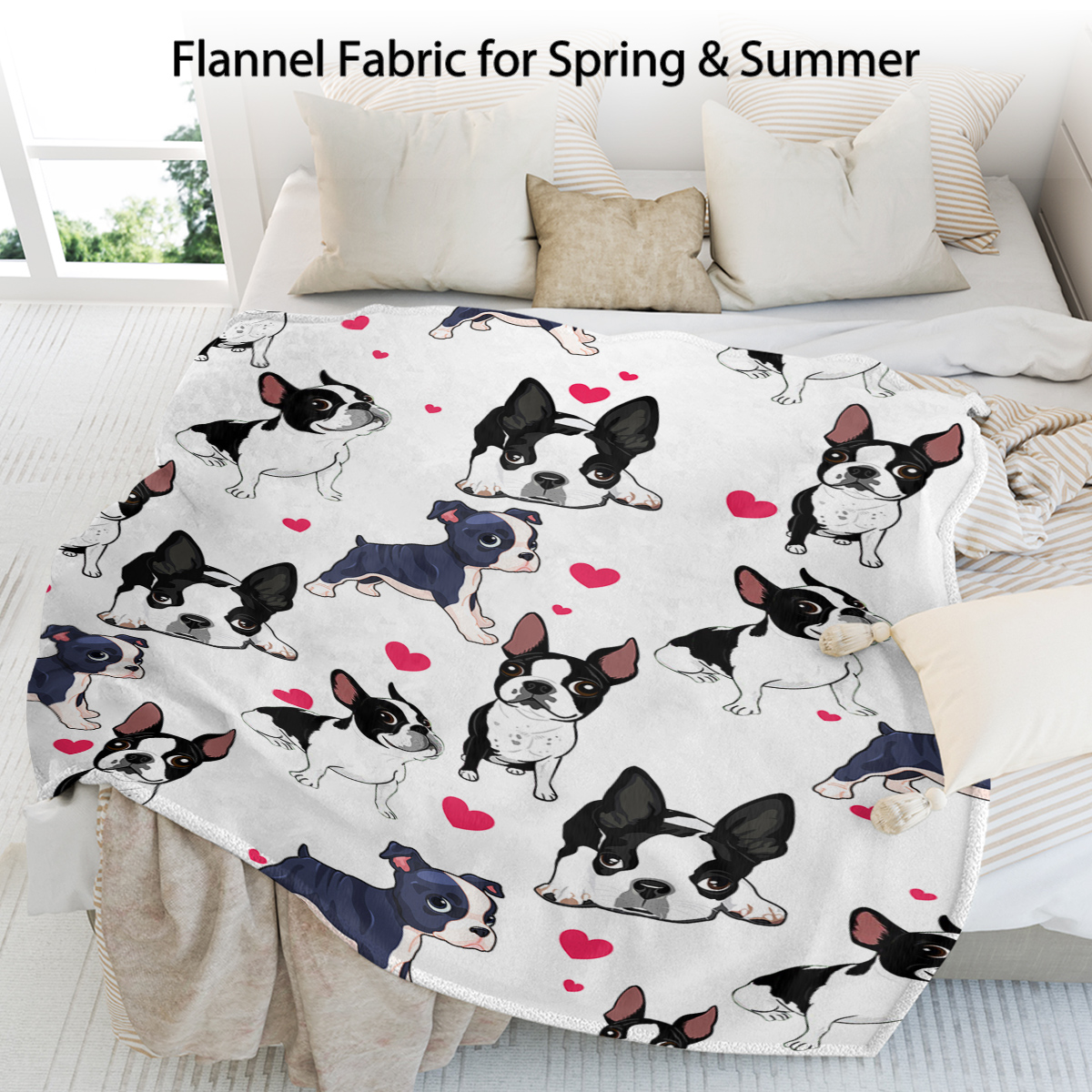 Adorable Dog Flannel Throw Blanket - Soft, Cozy, Lightweight, Warm Blanket for Couch, Bed, Sofa, Living Room Decor for Boys Girls Adults Bedroom
