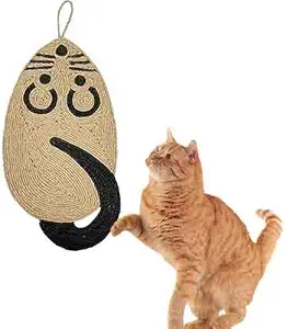 Fun mouse-shaped sisal cat scratching pad, hangable cat scratching pad, space-saving, wear-resistant, scratch-resistant cat toy, cat sleeping pad to protect furniture and carpets, a must-have for pets, and a favorite of cats