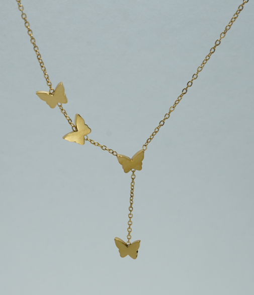 Lxalry 18K Gold-Plated Celestial Necklace - Butterfly &amp; Heart Charm Stainless Steel Jewelry, Skin-Safe Hypoallergenic Gift for Women/Wife/Mom, Romantic Everyday &amp; Wedding Glow