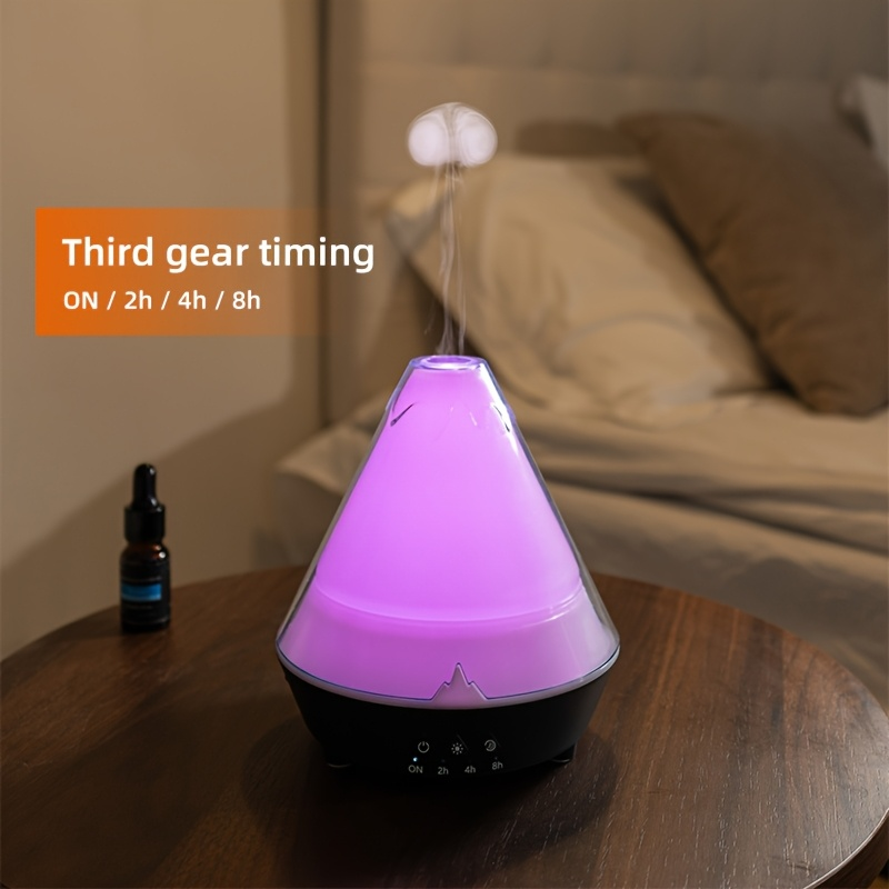 A small household humidifier that can be filled with water and essential oils and is a color-changing spray humidifier