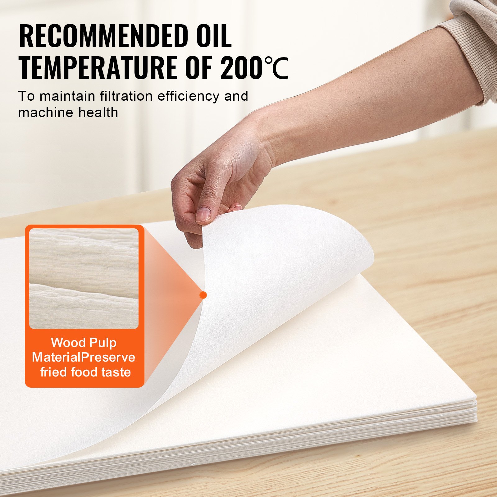 VEVOR Fryer Filter Paper, 100 Sheets, 25.7" x 16.9", Replacement Deep Fryer Filter Sheets for 55L Commercial Mobile Fryer Filter Machine, for Restaurant, Fast Food Shop, Carnival Concession Stand