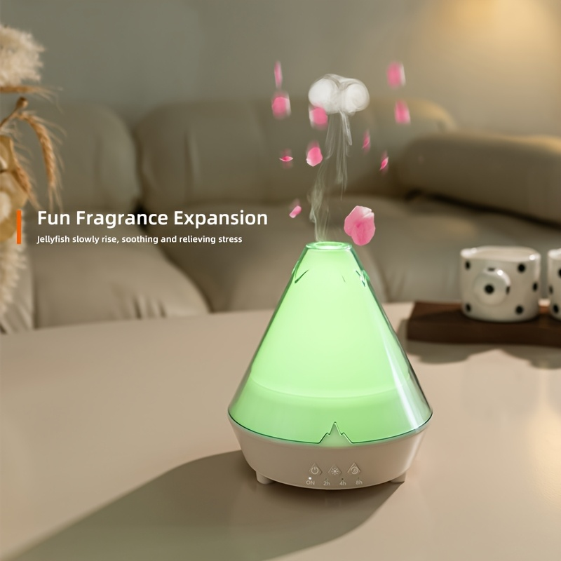 A small household humidifier that can be filled with water and essential oils and is a color-changing spray humidifier