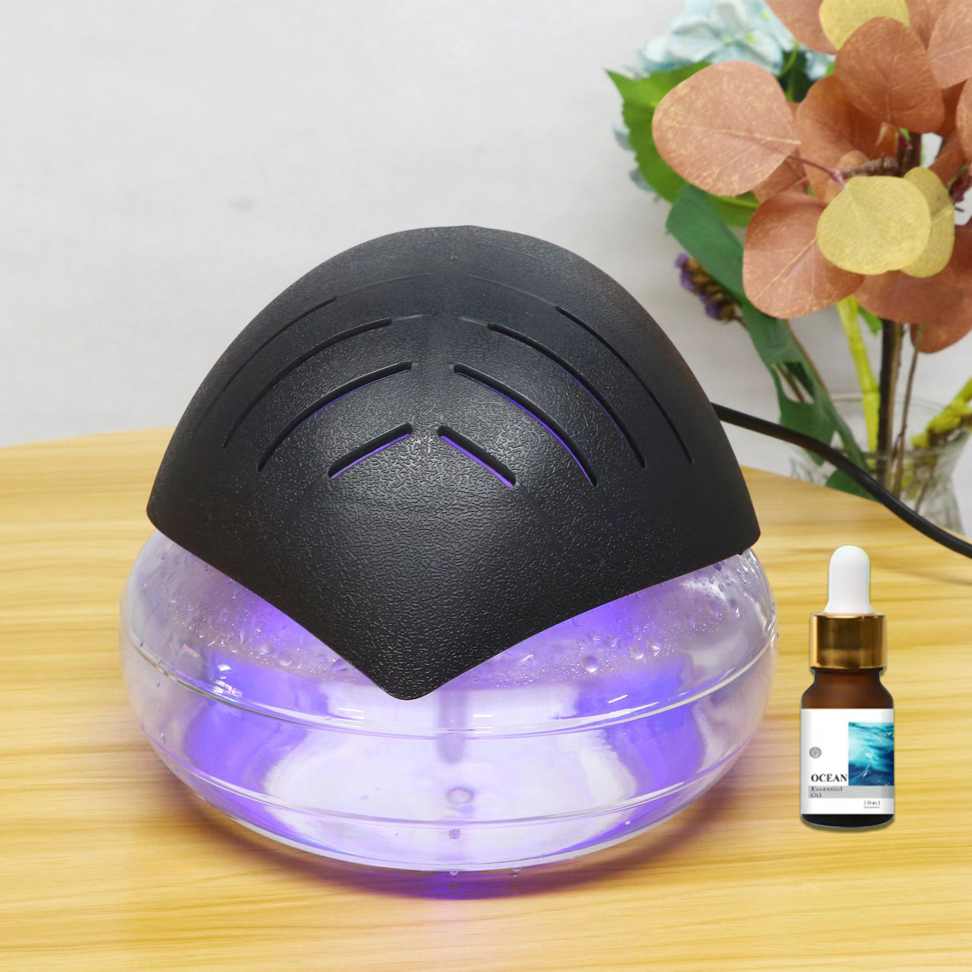 Deluxe package includes scent pack - Home and office water filter air freshener - Essential oil diffuser with LED night light - Compact air purifier for smoke and pets