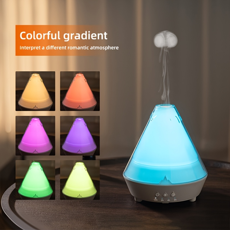 A small household humidifier that can be filled with water and essential oils and is a color-changing spray humidifier