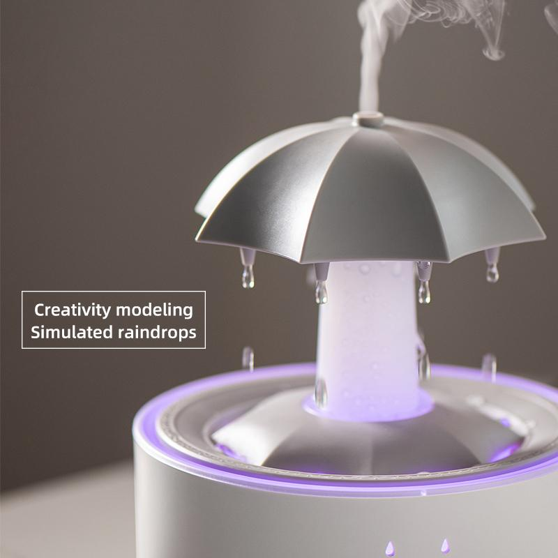 Humidifiers for Bedroom,Aromatherapy Essential Oils Diffuser,Quiet Ultrasonic Clouds and Cool Mist Humidifier, 7 Colors Breathing LED Light,Rotating Umbrella Rain Drops,Ideal Holiday Gifts for Home