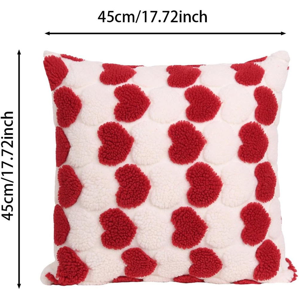 Set of 2 Heart Love Cute Decorative Valentines Throw Pillow Covers 18x18 Inch, Soft Plush Pillow Covers for Couch Sofa Home