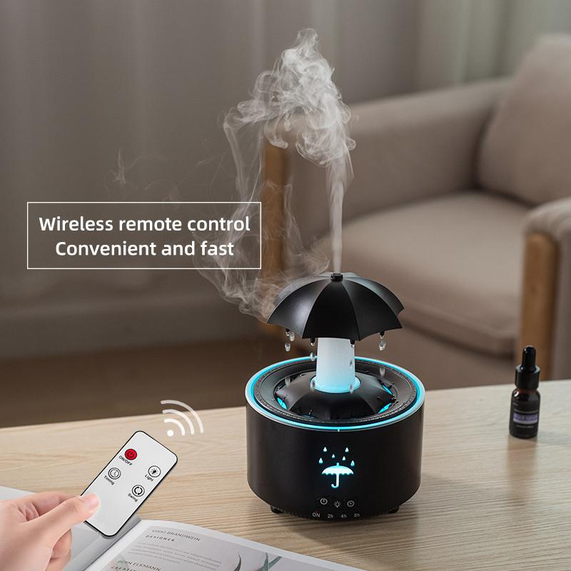 Humidifiers for Bedroom,Aromatherapy Essential Oils Diffuser,Quiet Ultrasonic Clouds and Cool Mist Humidifier, 7 Colors Breathing LED Light,Rotating Umbrella Rain Drops,Ideal Holiday Gifts for Home