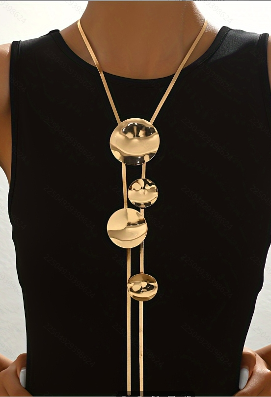 Lxalry 14K Gold Plated /14K White Gold PlatedTextured Disc Necklace, 3D Layered Drop Chain Jewelry For Women, Handmade Hypoallergenic Designer Accessories For Daily Party Stacking