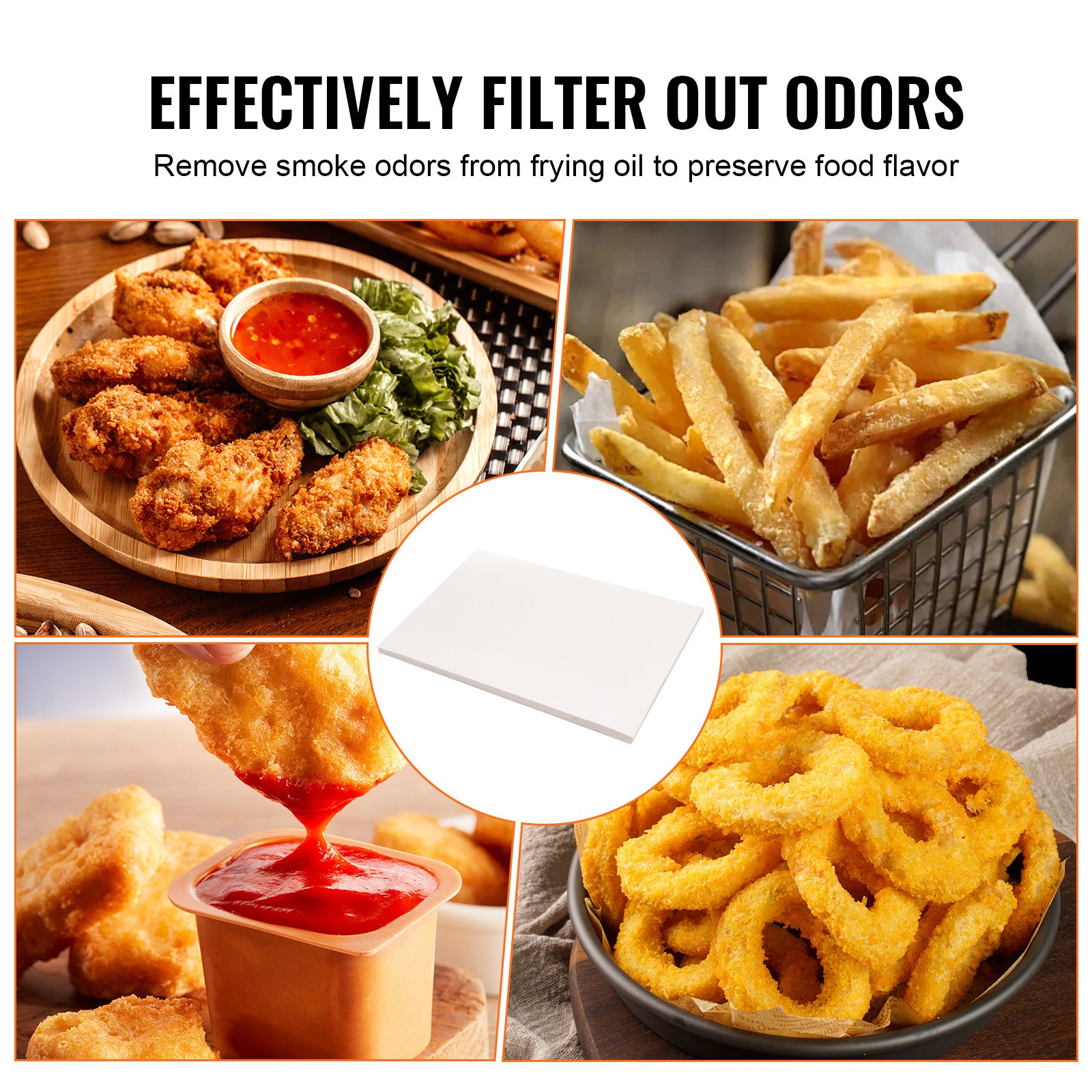 VEVOR Fryer Filter Paper, 100 Sheets, 25.7" x 16.9", Replacement Deep Fryer Filter Sheets for 55L Commercial Mobile Fryer Filter Machine, for Restaurant, Fast Food Shop, Carnival Concession Stand