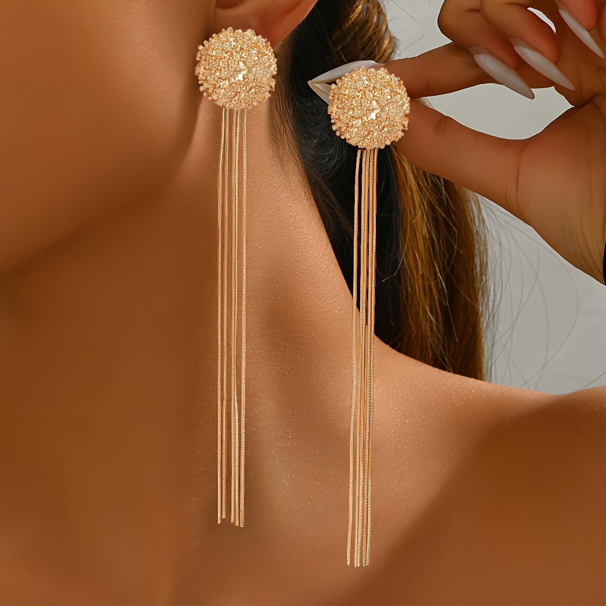 Lxalry Gunmetal Black &amp; Silver-Tone Layered Snake Chain Earrings, Bohemian Retro Tassel Jewelry For Women, Hypoallergenic Tarnish-Resistant Designer Accessories (Handmade Statement Earrings)​​