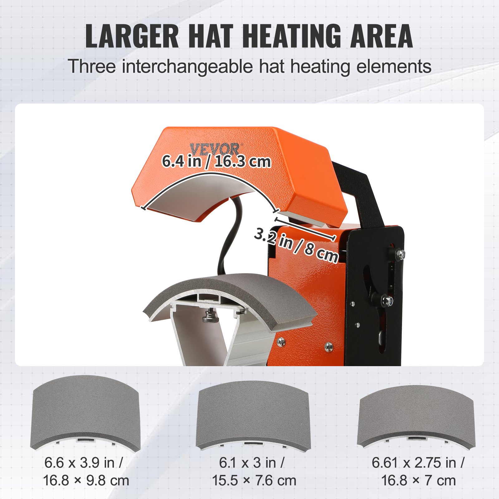 VEVOR 3-in-1 Auto Hat Heat Press with 3pcs Interchangeable Platens(6.6" x 2.7", 6.6" x 3.8", 6.1" x 3"), Automatic Release&amp;Press Knob-Style Digital Control Panel, Heat Transfer Printing for Caps