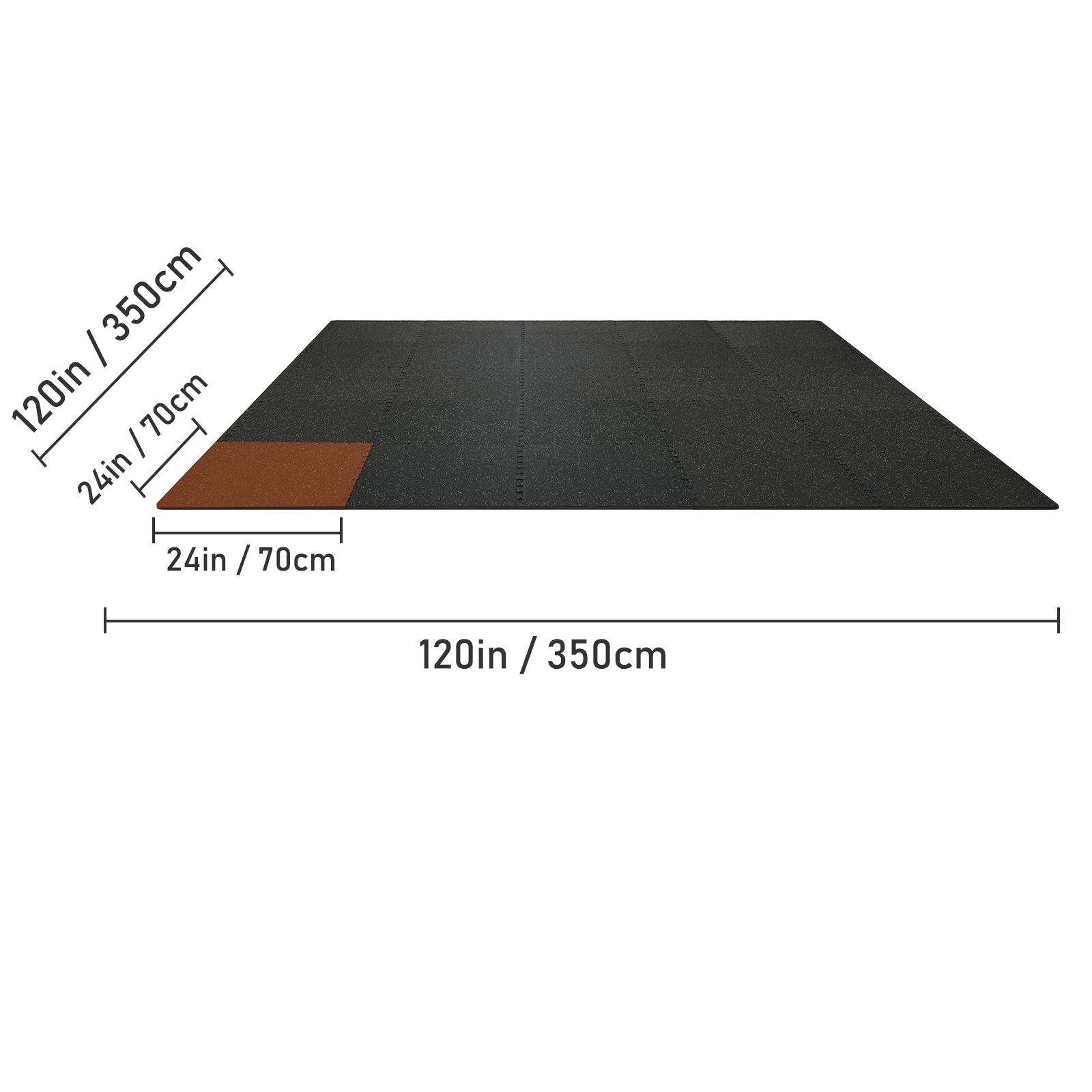 VEVOR 25 PCS 1/2 inch Thick Gym Floor Mats, 24" x 24" EVA Foam &amp; Rubber Top Interlocking Workout Floor Mats with 100 sq.ft Coverage, Waterproof Exercise Puzzle Flooring for Gym, Home, Garage, Basement