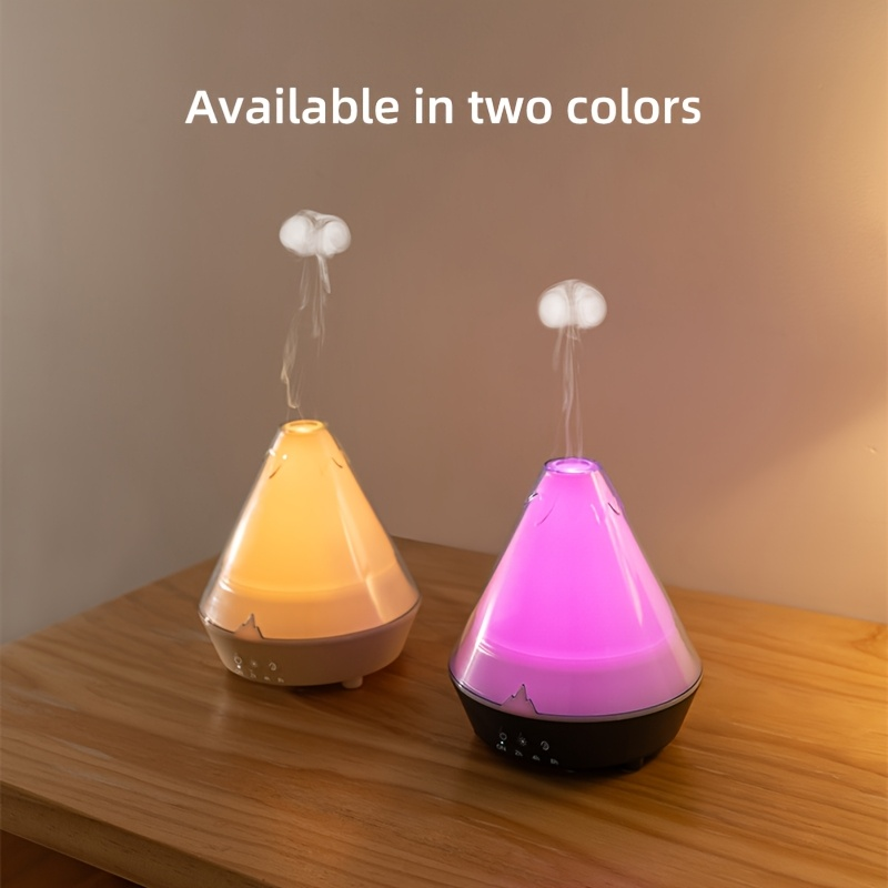 A small household humidifier that can be filled with water and essential oils and is a color-changing spray humidifier