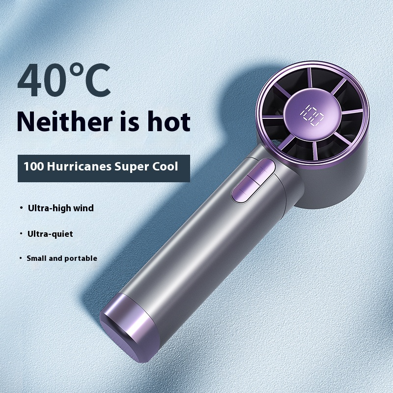 USB charging handheld fan with digital display - silent and powerful mini fan, 3000mAh battery, portable camping small fan, personal portable outdoor mini hand cranked fan