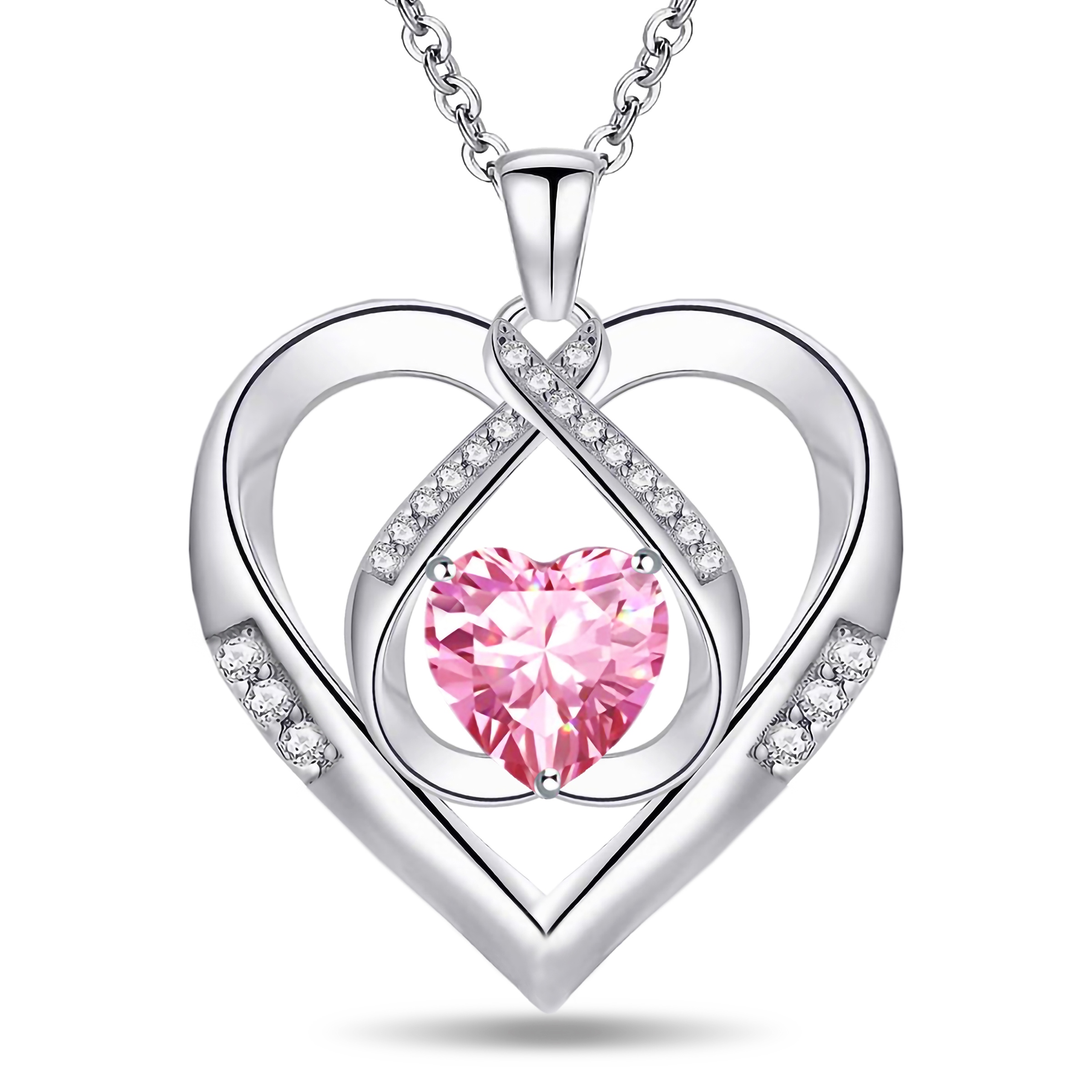 "Emma Manor 925 Sterling Silver 5A Heart CZ Diamond Triple Heart Pendant Necklace for Women "