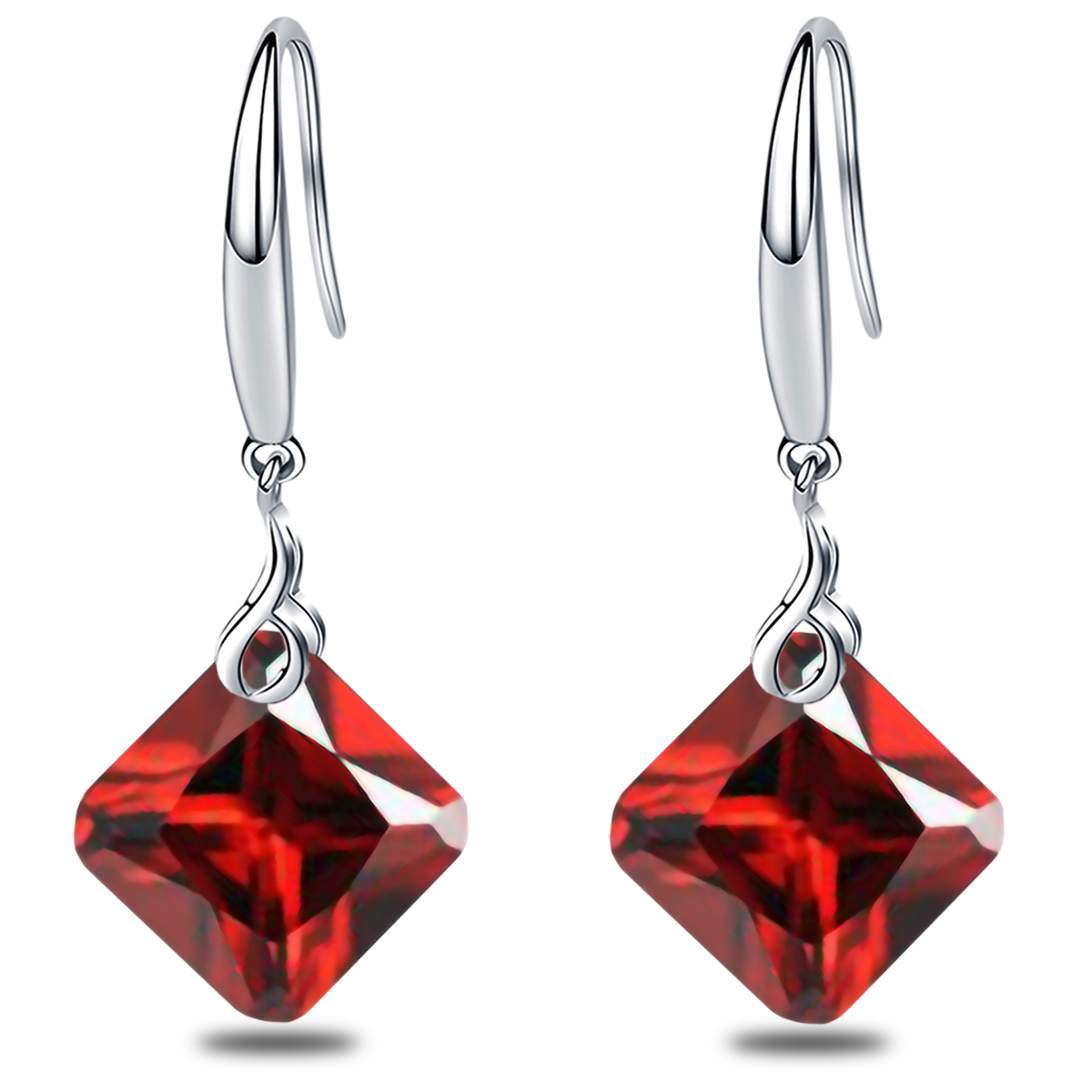 "Emma Manor 925 Sterling Silver Square Shape Cubic Zirconia Dangle Earring for Women "