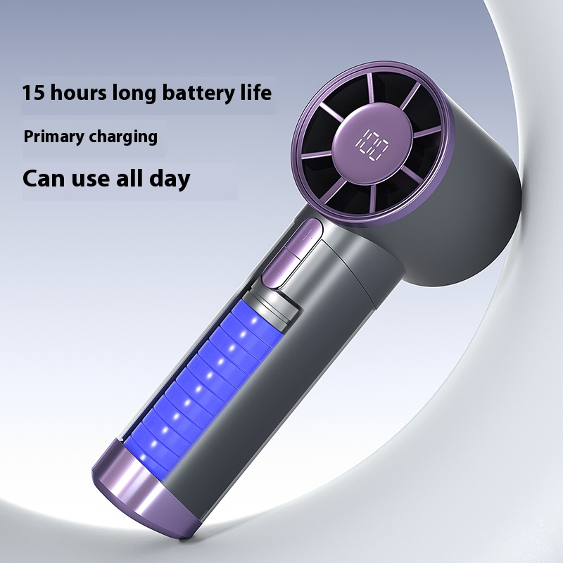 USB charging handheld fan with digital display - silent and powerful mini fan, 3000mAh battery, portable camping small fan, personal portable outdoor mini hand cranked fan