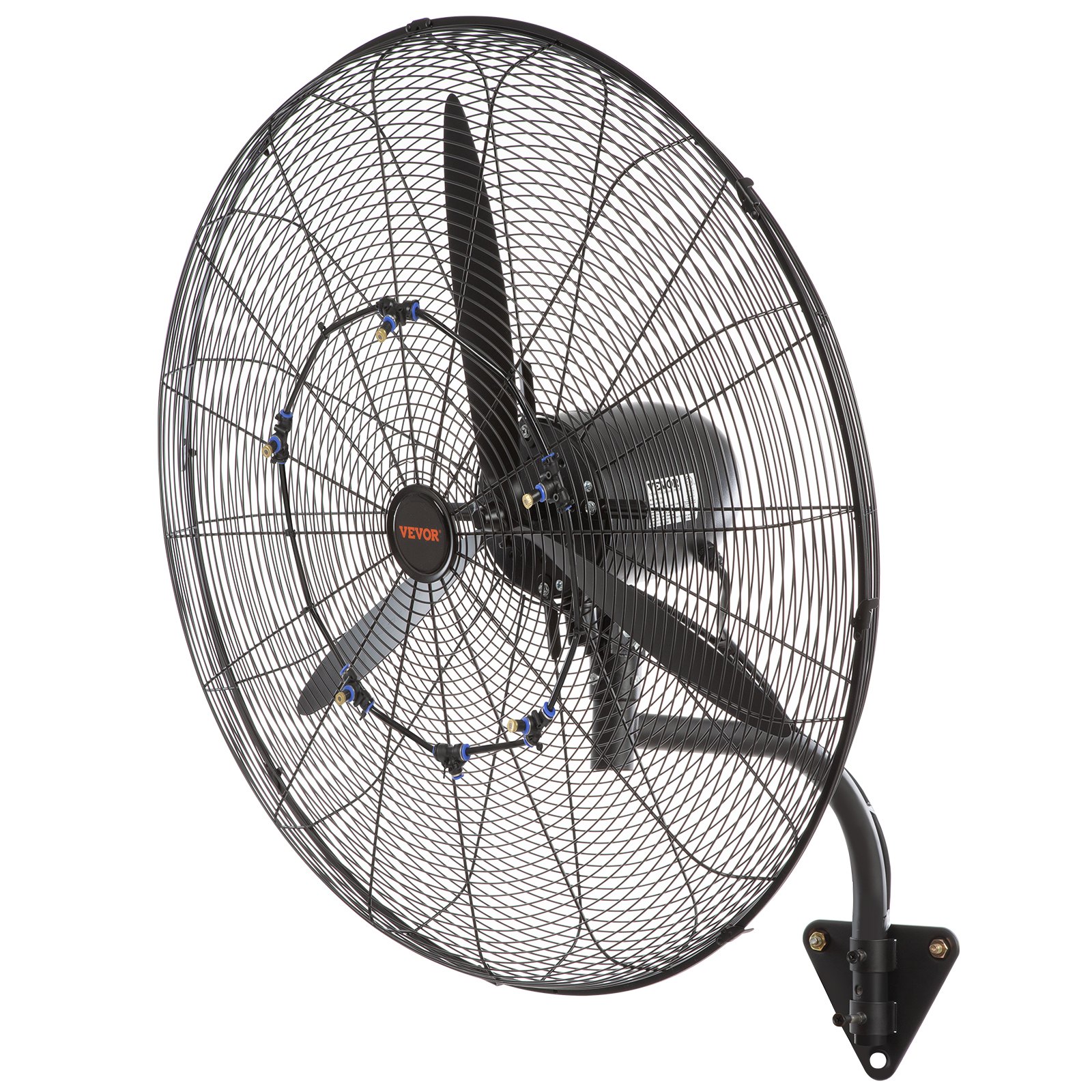 VEVOR Wall-Mount Misting Fan, 30 Inch, 3-speed High Velocity Max. 9500 CFM, Waterproof Oscillating Industrial Wall Fan, Commercial or Residential for Warehouse, Greenhouse, Workshop, Black, ETL Listed