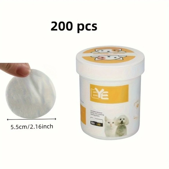 200PCS Cat Eye Wipes - Tear Stain Remover, Gentle & Safe Cleaning For Cats, Soft Polyester Pet Grooming Wipes