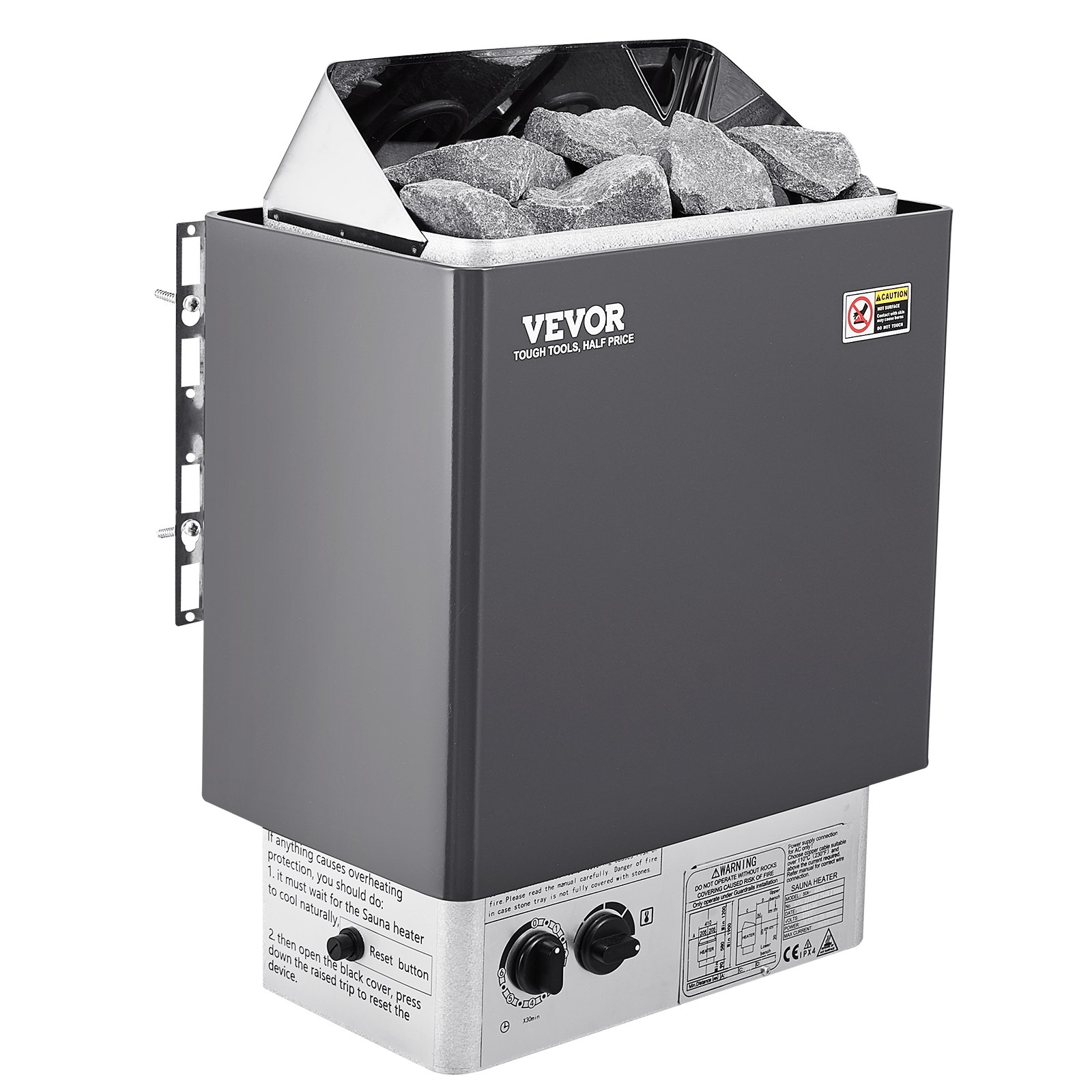 VEVOR 9KW Sauna Heater, Steam Bath Sauna Heater with Built-In Controls, Electric Sauna Stove, 3h Timer and Adjustable Temp for Max. 317-459 Cubic Feet, Home Hotel Spa Shower Use 220V, FCC Certification