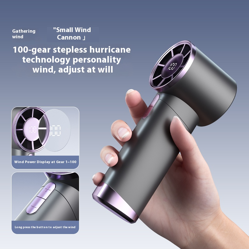 USB charging handheld fan with digital display - silent and powerful mini fan, 3000mAh battery, portable camping small fan, personal portable outdoor mini hand cranked fan