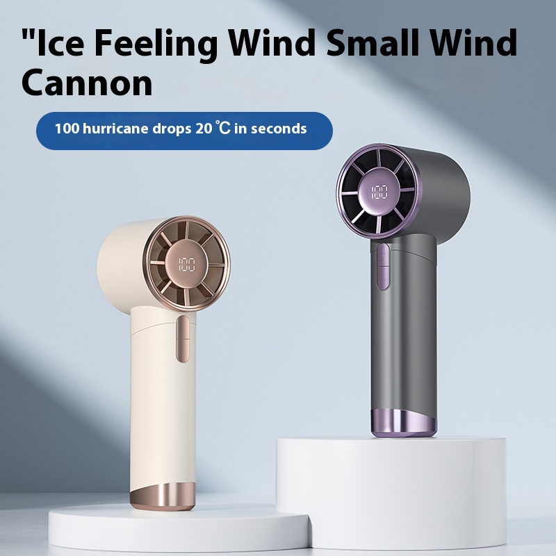 USB charging handheld fan with digital display - silent and powerful mini fan, 3000mAh battery, portable camping small fan, personal portable outdoor mini hand cranked fan