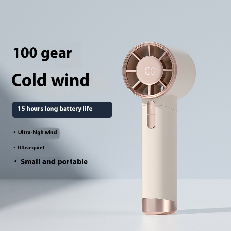 USB charging handheld fan with digital display - silent and powerful mini fan, 3000mAh battery, portable camping small fan, personal portable outdoor mini hand cranked fan